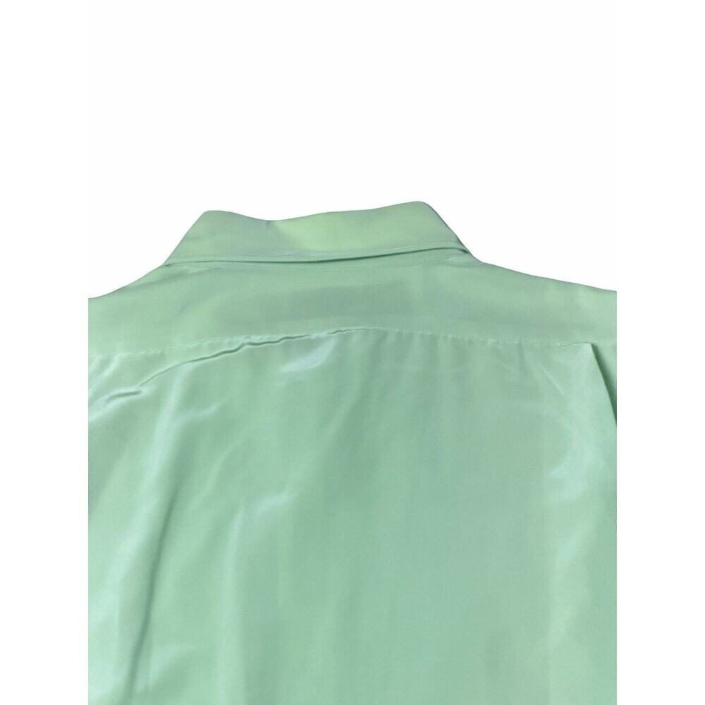 Vintage 70s Men’s M Brent Montgomery Ward Satin Button Up Shirt Mint Green - Picture 6 of 10